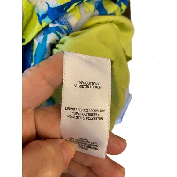 Taylor Blue Floral Printed A-Line V-Neck Dress Size Large - Picture 8 of 9